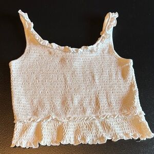 SO White Ruffled Tank Top